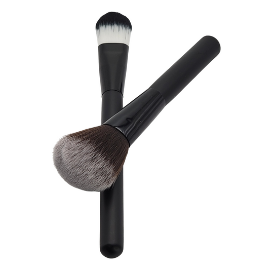 Synthetic Vegan Foundation Makeup  & Round Buffer Brush Set